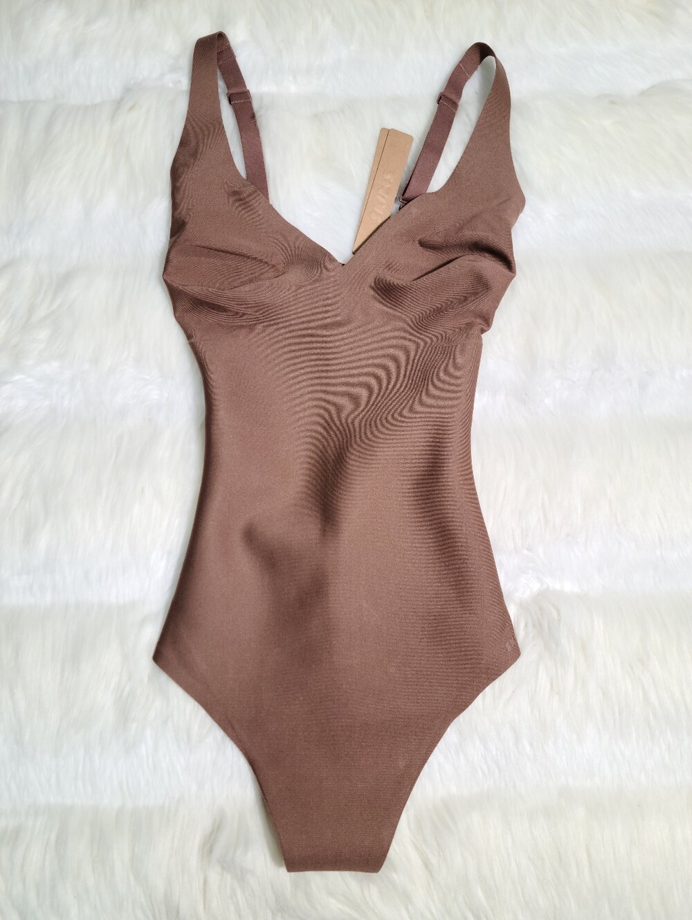 SKIMS Body Core Sculpt Thong Bodysuit Brown Jasper Women XS NEW - Picture 1 of 6